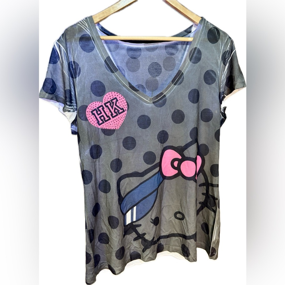 Hello Kitty - Gray Polka Dot Shirt - XL
